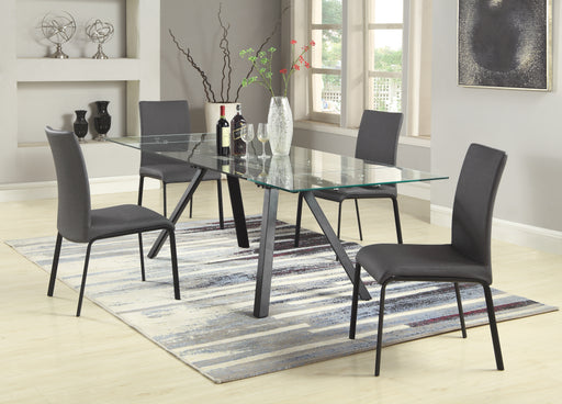 Dining Set w/ Extendable Glass Table & Curved-Back Chairs AIDA-5PC