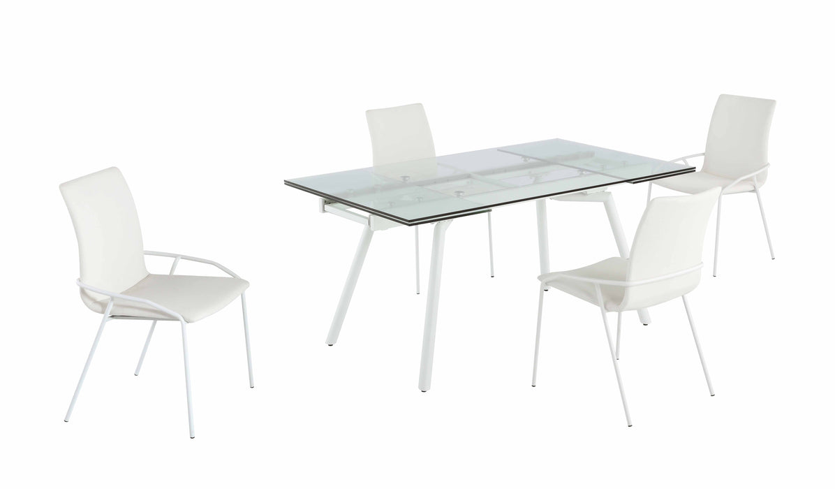 Contemporary Dining Set with Extendable Glass Table & 4 Side Chairs ALICIA-5PC