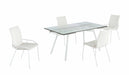 Contemporary Dining Set with Extendable Glass Table & 4 Side Chairs ALICIA-5PC