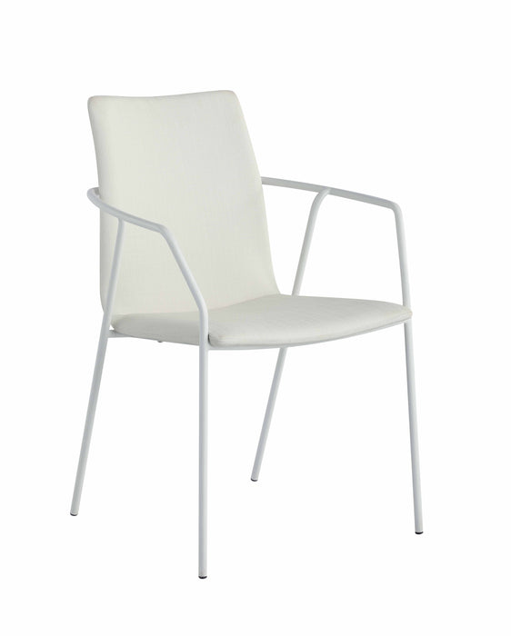 Contemporary White Upholstered Arm Chair - 2 per box ALICIA-AC-WHT