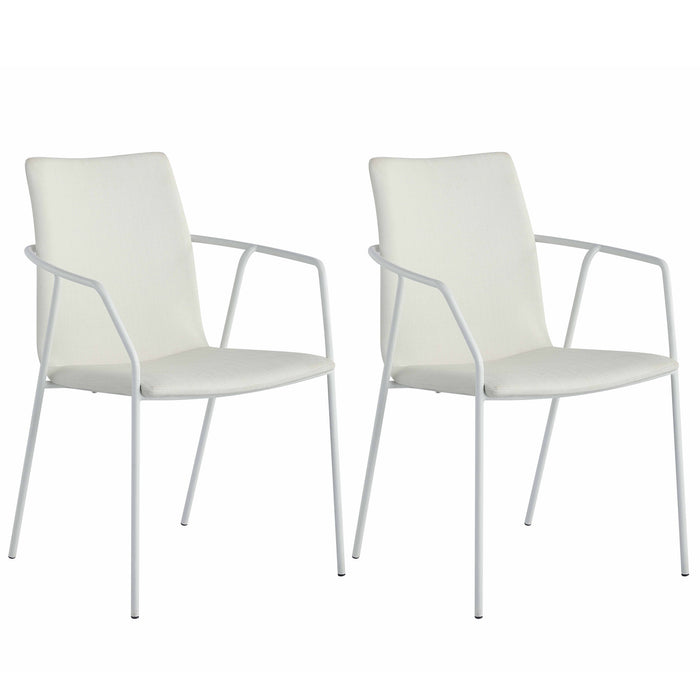 Contemporary White Upholstered Arm Chair - 2 per box ALICIA-AC-WHT