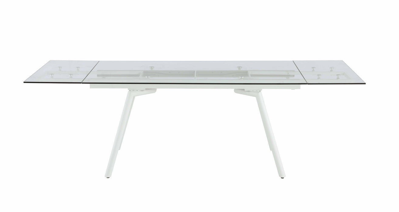 Contemporary Extendable Rectangular Clear Tempered Glass Dining Table ALICIA-DT