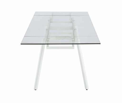 Contemporary Extendable Rectangular Clear Tempered Glass Dining Table ALICIA-DT