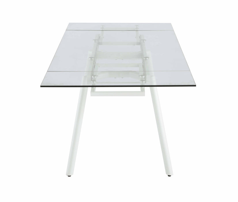 Contemporary Extendable Rectangular Clear Tempered Glass Dining Table ALICIA-DT