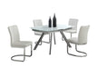 Contemporary Dining Set w/ Extendable Starphire Glass Table & 4 Channel Back Side Chairs ALINA-5PC