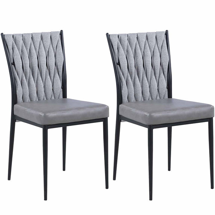 Contemporary Side Chair w/ Weave Back - 2 per box AMANDA-SC-GRY