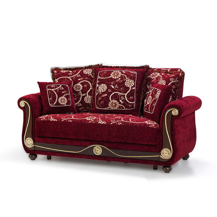 Ottomanson Americana Collection Upholstered Convertible Loveseat with Storage