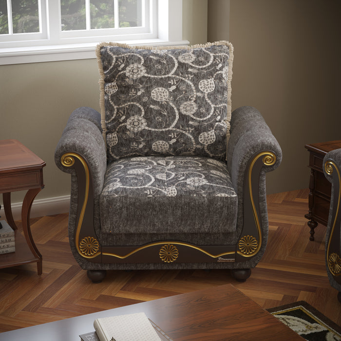 Ottomanson Americana Collection Upholstered Convertible Armchair with Storage, 