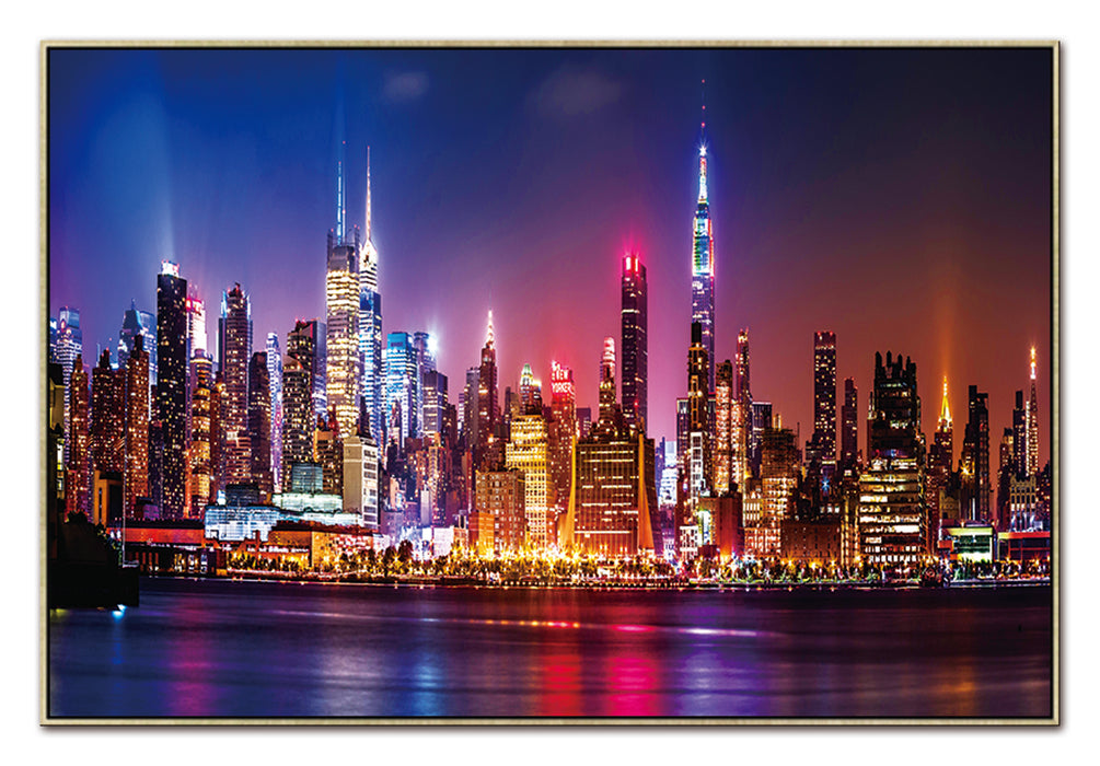 Oppidan Home Framed Big City Evening Skyline (40H x 60W)