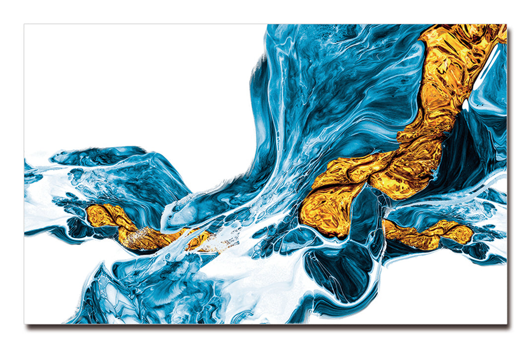 Oppidan Home Abstract Waterfall with Gold Acrylic Wall Art (32H x 48W)