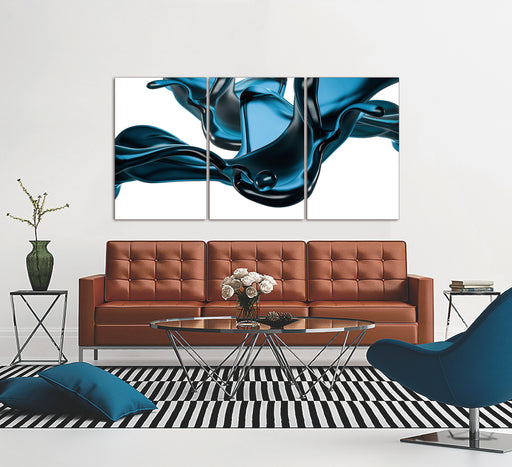 Oppidan Home Abstract Liquid in Blue 3 Piece Acrylic Wall Art (36H x 72W)