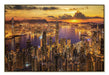 Oppidan Home Framed Victoria Harbor Sunset Acrylic Wall Art (40H x 60W)