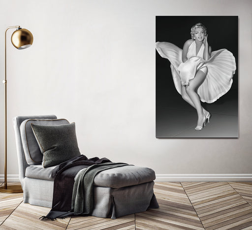 Oppidan Home Framed White Dress of Marilyn Monroe Acrylic Wall Art (48H x 32W)
