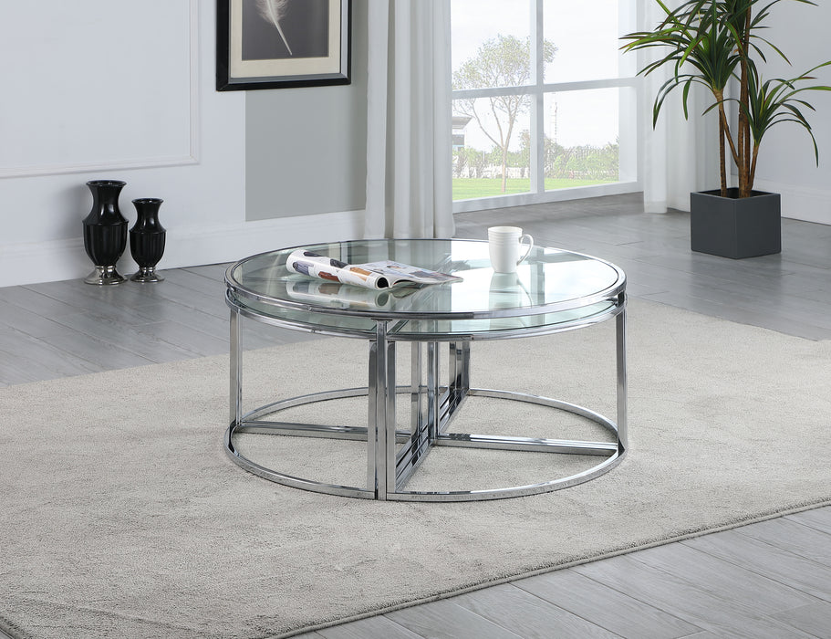 Contemporary 5-Piece Nesting Glass Cocktail Table Set ARIEL-CT-NST