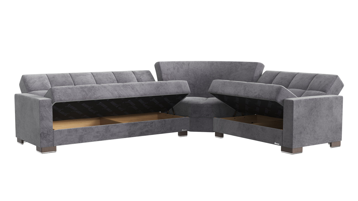 Ottomanson Armada Collection Upholstered Convertible Sectional with Storage ARM-SEC