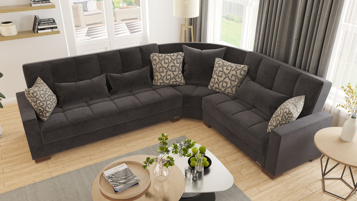 Ottomanson Armada Collection Upholstered Convertible Sectional with Storage ARM-SEC