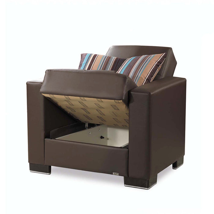 Ottomanson Armada Collection Upholstered Convertible Armchair with Storage