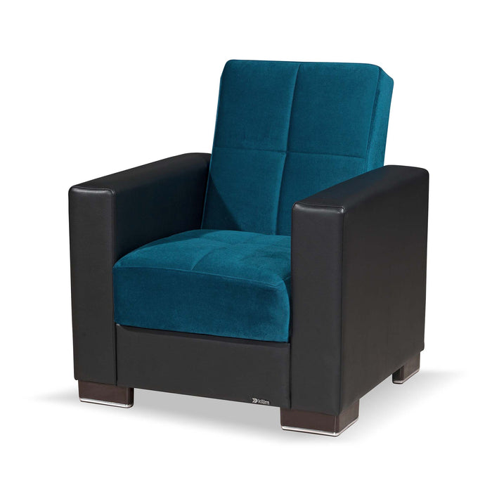 Ottomanson Armada Collection Upholstered Convertible Armchair with Storage