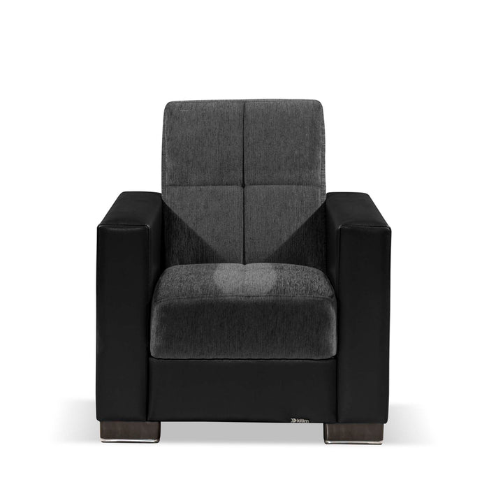 Ottomanson Armada Collection Upholstered Convertible Armchair with Storage