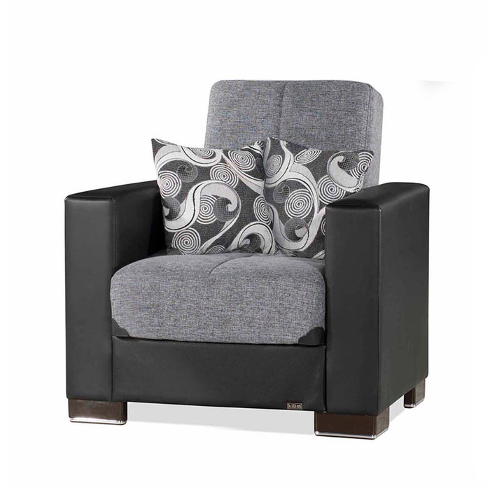 Ottomanson Armada Collection Upholstered Convertible Armchair with Storage