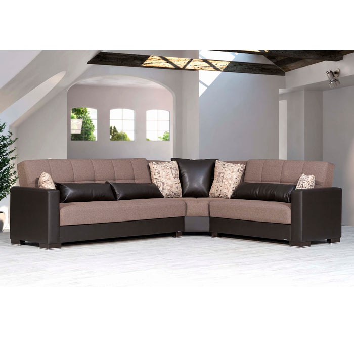 Ottomanson Armada Collection Upholstered Convertible Sectional with Storage ARM-SEC