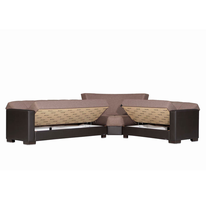 Ottomanson Armada Collection Upholstered Convertible Sectional with Storage ARM-SEC