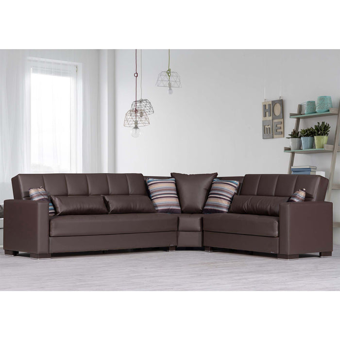 Ottomanson Armada Collection Upholstered Convertible Sectional with Storage ARM-SEC