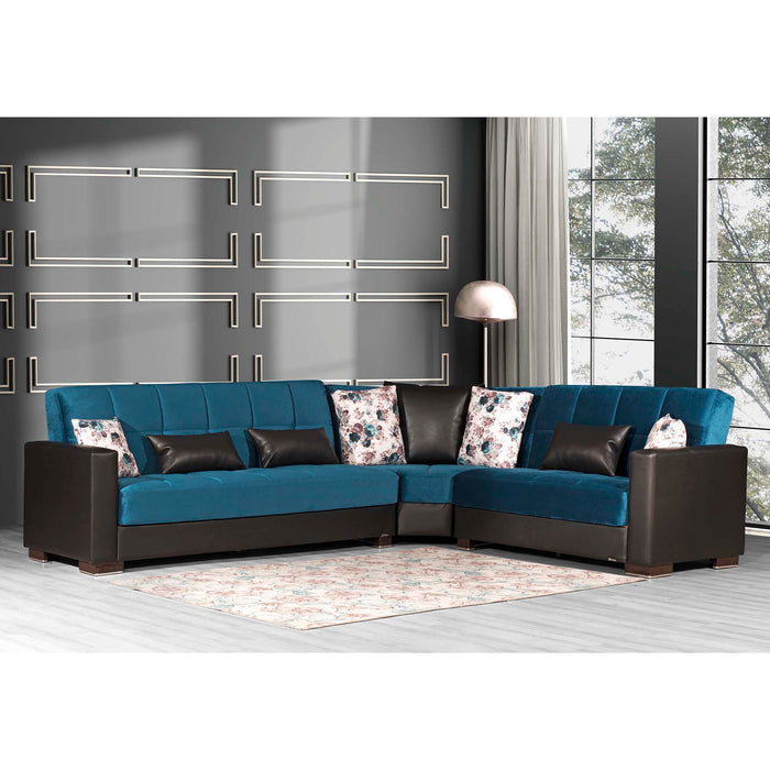 Ottomanson Armada Collection Upholstered Convertible Sectional with Storage ARM-SEC