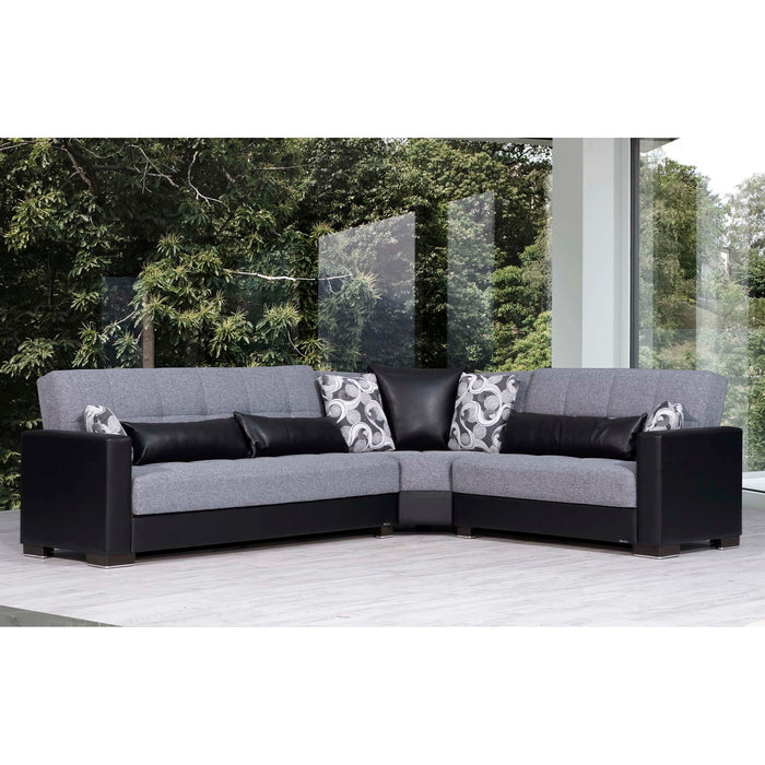 Ottomanson Armada Collection Upholstered Convertible Sectional with Storage ARM-SEC