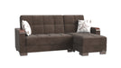 Ottomanson Armada X Collection Upholstered Convertible Wood Trimmed Chaise Lounge with Storage