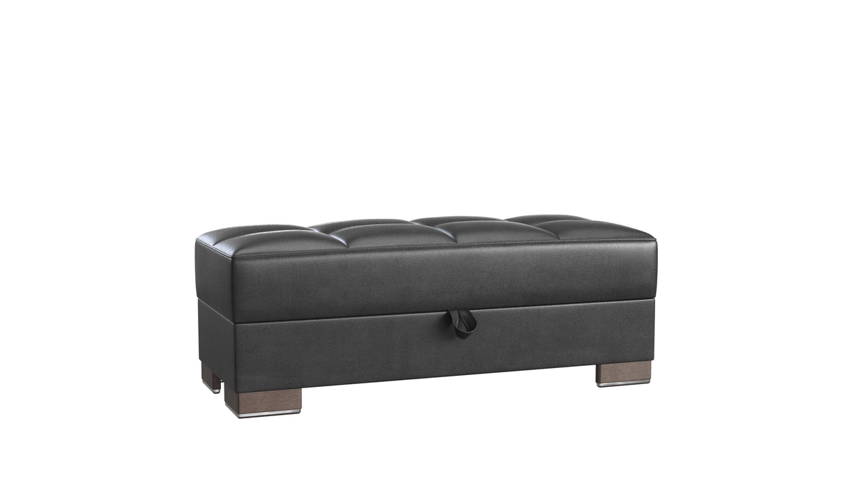 Ottomanson Armada X Collection Upholstered Convertible Wood Trimmed Ottoman with Storage