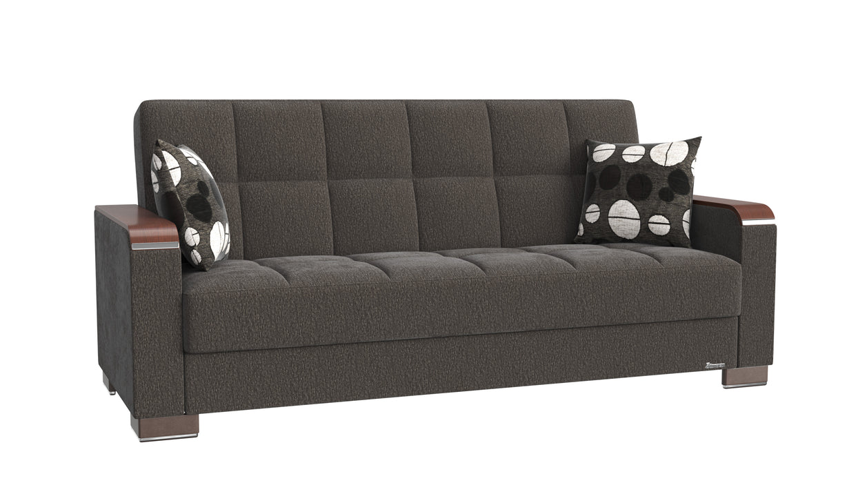 Ottomanson Armada X Collection Upholstered Convertible Wood Trimmed Sofabed with Storage