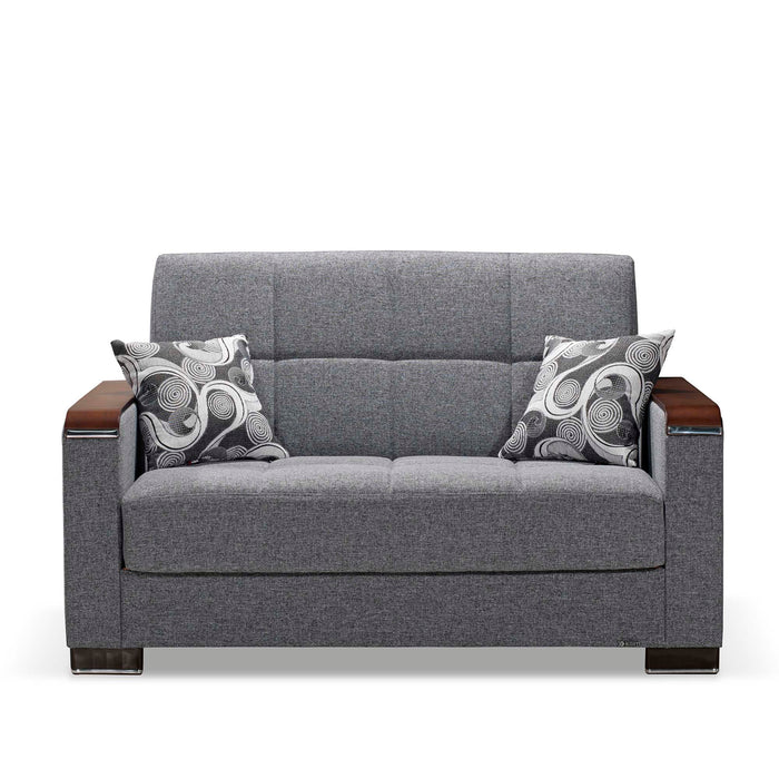 Ottomanson Armada X Collection Upholstered Convertible Wood Trimmed Loveseat with Storage