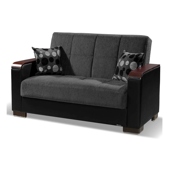 Ottomanson Armada X Collection Upholstered Convertible Wood Trimmed Loveseat with Storage