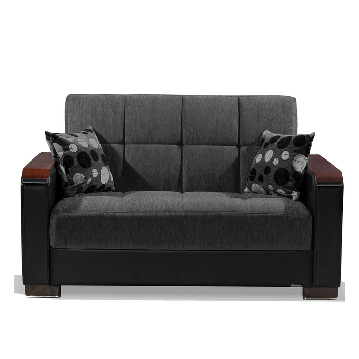 Ottomanson Armada X Collection Upholstered Convertible Wood Trimmed Loveseat with Storage