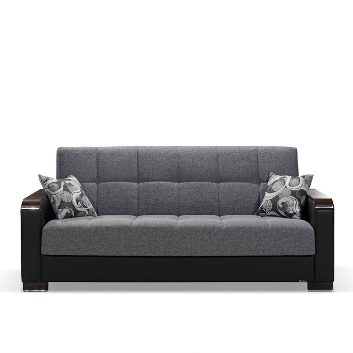 Ottomanson Armada X Collection Upholstered Convertible Wood Trimmed Sofabed with Storage