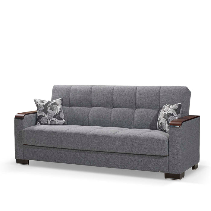 Ottomanson Armada X Collection Upholstered Convertible Wood Trimmed Sofabed with Storage