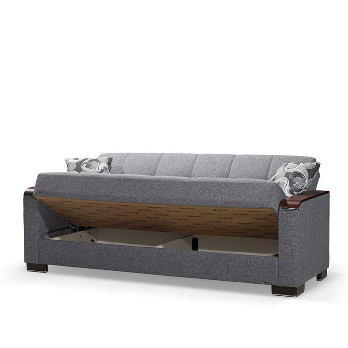 Ottomanson Armada X Collection Upholstered Convertible Wood Trimmed Sofabed with Storage