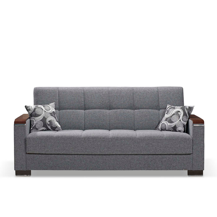 Ottomanson Armada X Collection Upholstered Convertible Wood Trimmed Sofabed with Storage