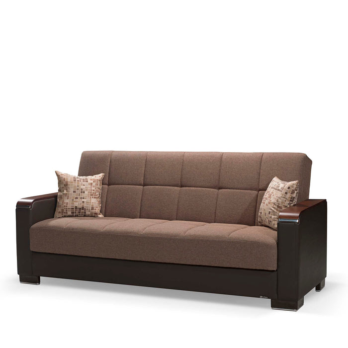 Ottomanson Armada X Collection Upholstered Convertible Wood Trimmed Sofabed with Storage