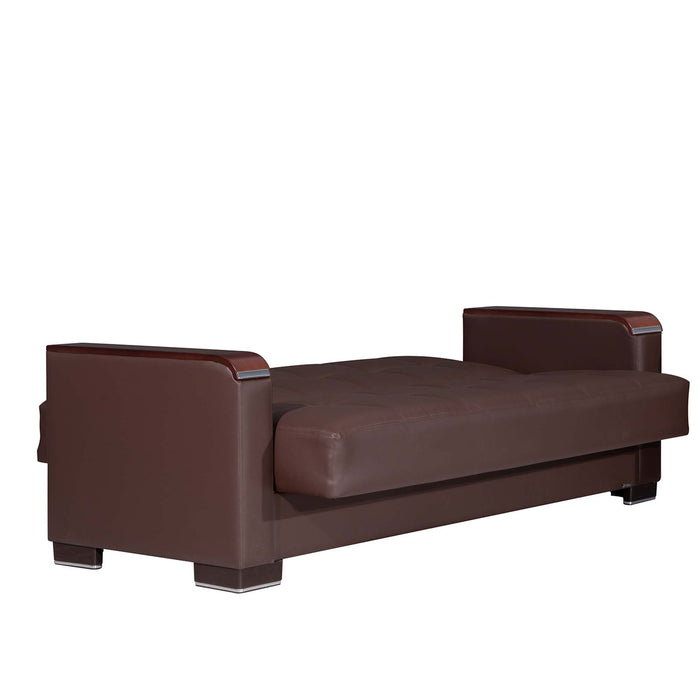 Ottomanson Armada X Collection Upholstered Convertible Wood Trimmed Sofabed with Storage