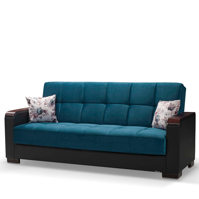 Ottomanson Armada X Collection Upholstered Convertible Wood Trimmed Sofabed with Storage