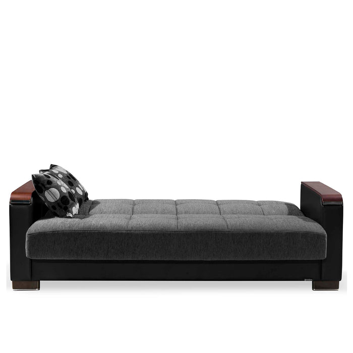 Ottomanson Armada X Collection Upholstered Convertible Wood Trimmed Sofabed with Storage