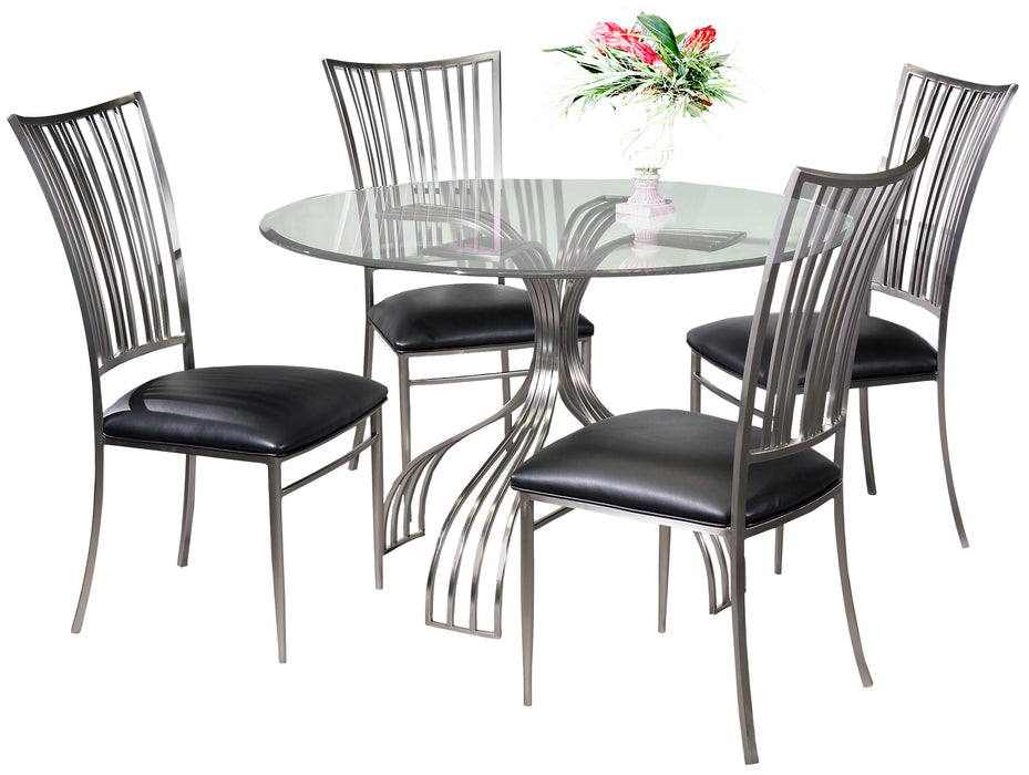 Contemporary Dining Set with Round Glass Table & Curved Back Chairs ASHTYN-5PC