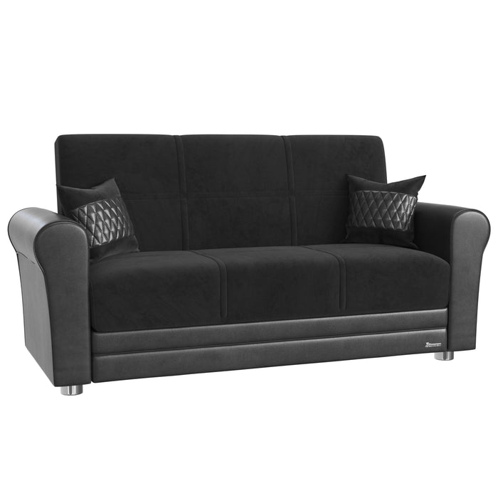 Ottomanson Avalon Collection Upholstered Convertible Loveseat with Storage