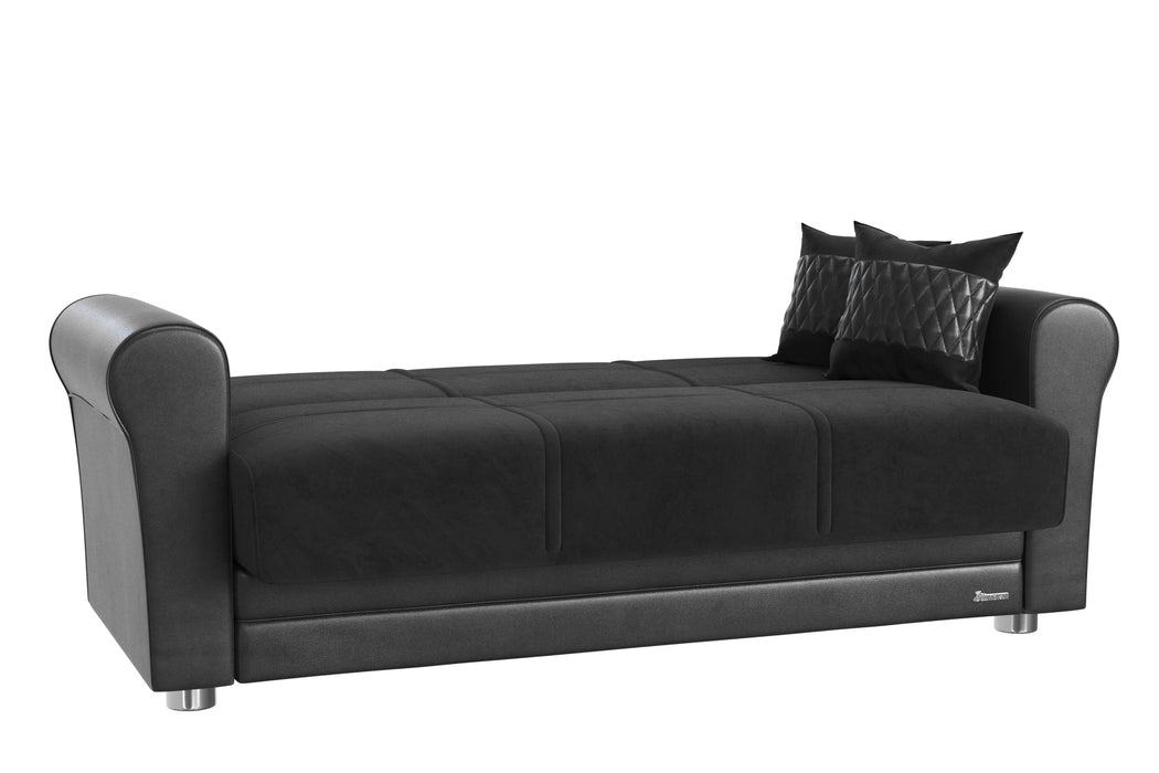 Ottomanson Avalon Collection Upholstered Convertible Loveseat with Storage