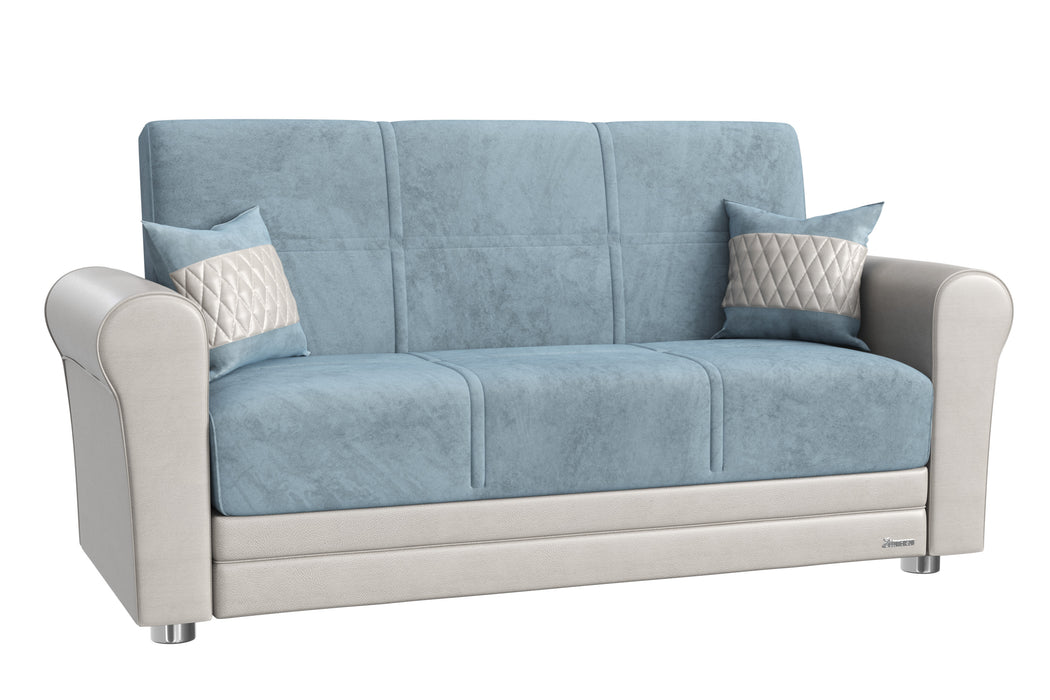 Ottomanson Avalon Collection Upholstered Convertible Loveseat with Storage