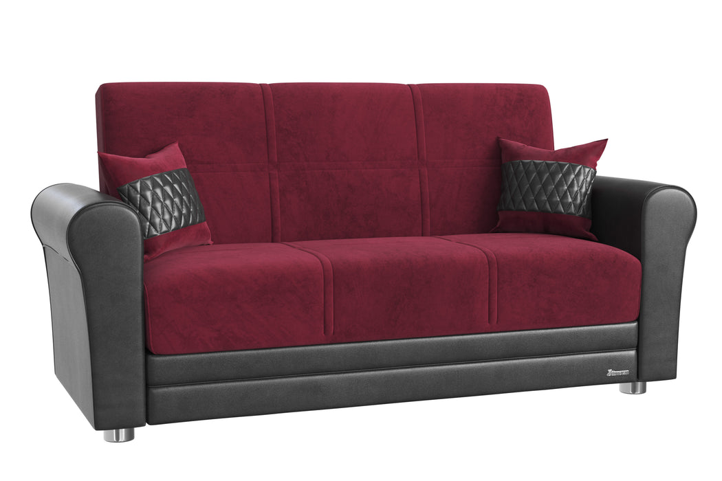 Ottomanson Avalon Collection Upholstered Convertible Loveseat with Storage