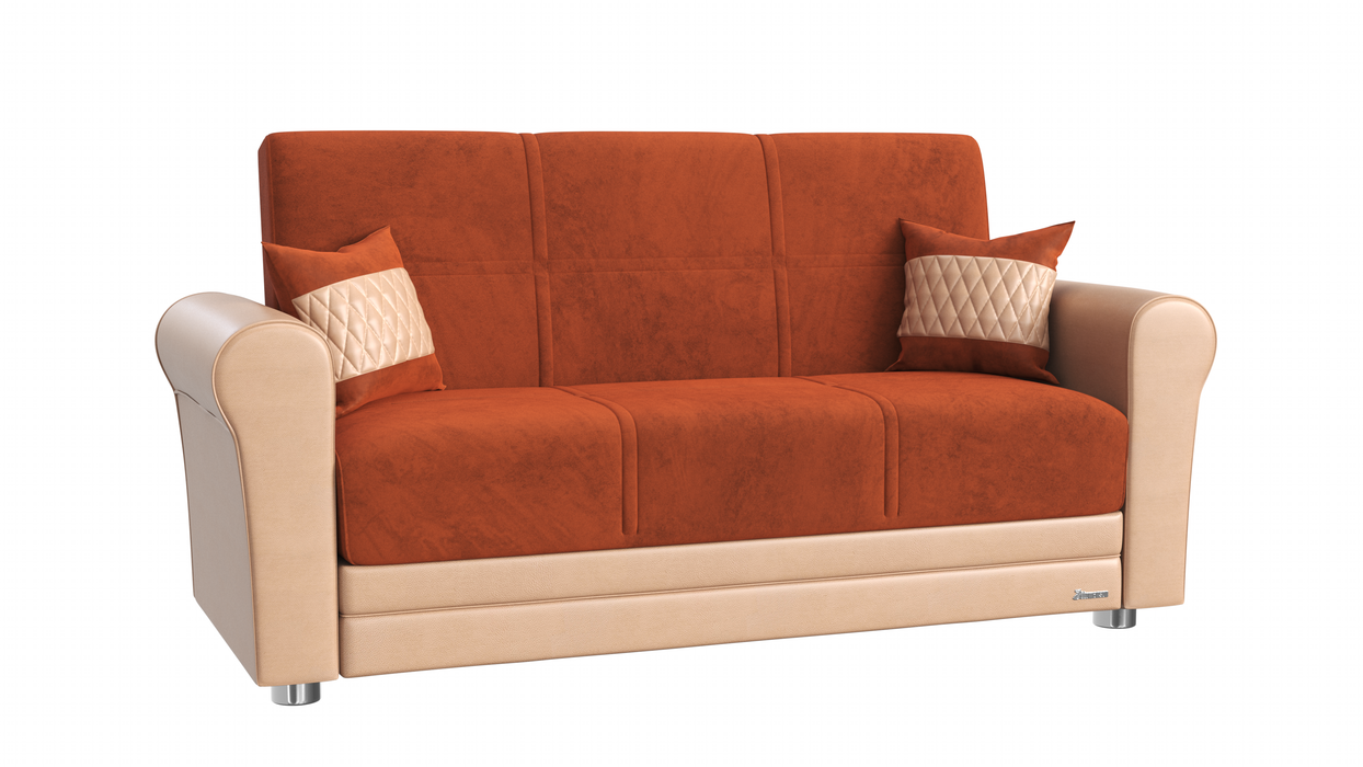 Ottomanson Avalon Collection Upholstered Convertible Loveseat with Storage