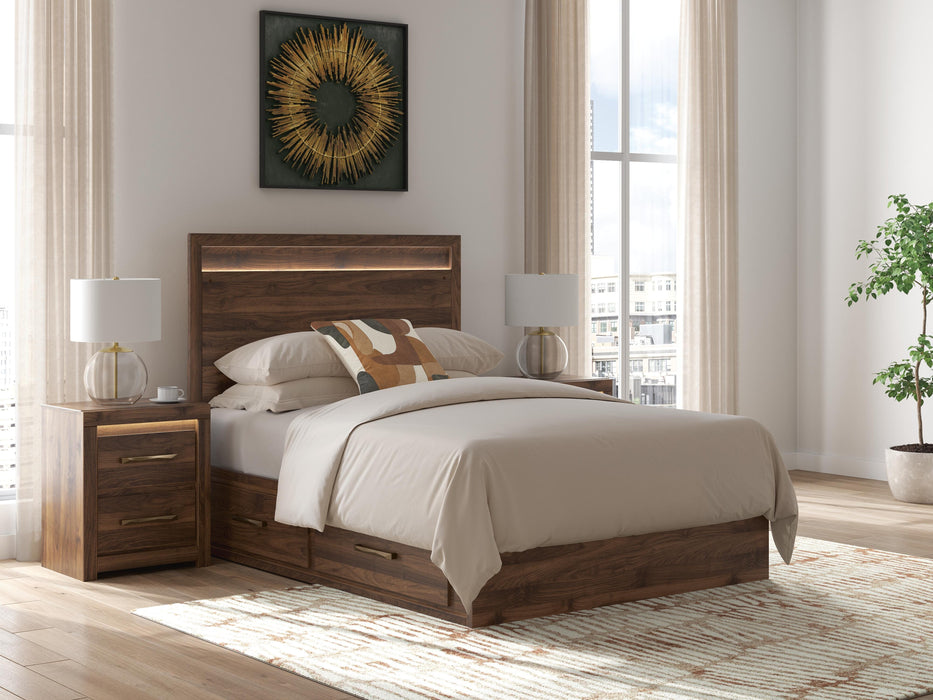 Janfyn Full Panel Platform Bed with Storage - Brown